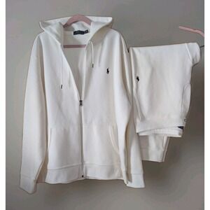 White Polo Ralph Lauren Double-Knit Full-Zip Hoodie and matching joggers 2XL